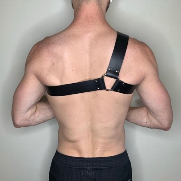 Y-Harness Fetish Mens Leather Harness, Adjustable Body Chest Harness - Picture 6 of 7